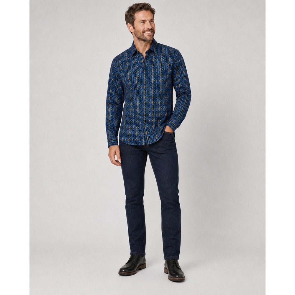 Robert Graham Melrose Abbey Geometric Button‎ Down Shirt Mens Medium Blue Cotton